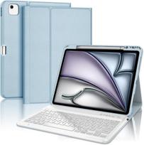 Sengbirch klaviatūros dėklas, skirtas ipad air 13 colių (m3 2025/m2 2024) - qwertz vokiečių klaviatūra, nuimama belaidė bluetooth klaviatūra, skirta ipad air 13 colių (m2) 2024, šviesiai mėlyna