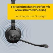 Jabra Engage 75 Se belaidės stereo ausinės profesionaliems skambučiams, Dect, 150 m atstumas, Usb-c į Usb-a su pažangiu triukšmo slopinimo mikrofonu, su stovu, kabelis - juoda