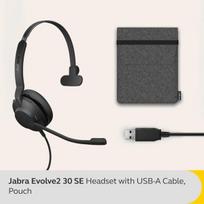 Jabra Evolve2 30 Se - laidinė mono ausinė su triukšmo slopinimu ir 2 mikrofonų technologija - su Usb-a laidu - Ms Teams sertifikuota, taip pat suderinama su kitomis platformomis - juoda