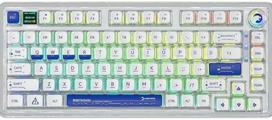 Gamepower Gasket Pro X belaidė mechaninė žaidimų klaviatūra, 75% išdėstymas, trigubas belaidis režimas, bluetooth, kabelis, rgb, 81 klavišas, linijiniai jungikliai, išmanusis ekranas, balta