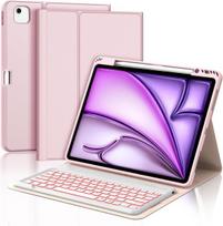 Jademall Klaviatūra Ipad Air 13 m2 - belaidė klaviatūra su apšvietimu, skirta Ipad Air 13 m2 2024/air 13 m3 2025, apsauginis dėklas su pieštuko laikikliu
