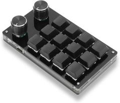 Septpenta Mini klaviatūra su 12 klavišų, Macro mechaninė vienos rankos klaviatūra su 2 reguliavimo rankenėlėmis, Plug and Play, daugiafunkcinė programuojama spartusis klavišas, tinkama biuro žaidimų laboratorijai (juoda)