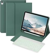 Kvtvou Klaviatūros dėklas, skirtas Ipad 11th/10th Generation (2025/2022), Bluetooth jungtis, nuimama belaidė klaviatūra, Rgb 7 spalvų apšvietimas, Qwertz išdėstymas, įmontuotas rašiklio laikiklis, tamsiai žalia