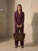 Sinsay - Wide leg kelnės su viskoze ir lino mišiniu - tamsiai violetinė