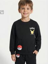 Sinsay - Džemperis su apvalia iškirpte ir spauda Pokemon - juoda