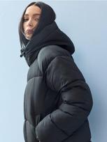 Sinsay - Siūta puffer striukė su kapišonu - juoda