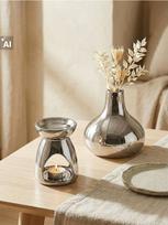 Sinsay - Keraminė aromatinė lempa arbatinei žvakutei - sidabrinė