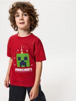 Sinsay - Medvilniniai marškinėliai su kalėdiniu motyvu Minecraft - raudona