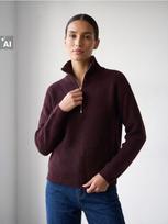 Sinsay - Oversize megztinis su stačia apykakle ir užtrauktuku - kaštoninė