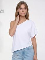 Sinsay - Asimetriška palaidinė su modalu ir kimono rankove - balta