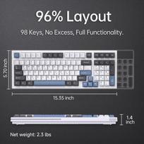 Kemove K98se mechaninė žaidimų klaviatūra, 98 klavišų Led apšvietimas, 96% Qwerty Us išdėstymo laidinė klaviatūra, iš anksto sutepti Red Switch