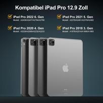 Klavišas, skirtas Ipad Pro 12.9 su jutikliniu kilimėliu, dėklas su klaviatūra, skirtas Ipad Pro 6th/5th/4th/3rd kartos, Bluetooth Qwertz magnetinė 7 spalvų apšviesta klaviatūra, skirta Ipad 12.9 colių (6/5/4/3) 2018-2022