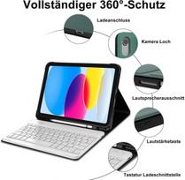 Avnicud klaviatūra, skirta Ipad 10 kartos 2022 10,9 colio/11 kartos 2025 A16 11 colių, dėklas su klaviatūra, skirtas Ipad 10 2022, magnetinė Bluetooth nuimama Qwertz išdėstymas, tamsiai žalia