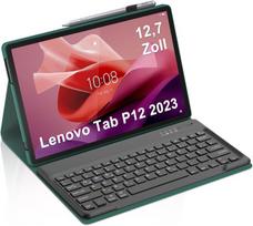 Occtingkind, klaviatūra, skirta Lenovo P12, dėklas su klaviatūra, skirtas Lenovo Tab P12 2023 12.7 colių, magnetinė nuimama Bluetooth klaviatūra, Qwertz išdėstymas, Usb C, tamsiai žalia