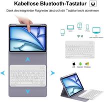 Iveoppe Klaviatūra, skirta Ipad Air 11 2025 M3/2024 M2, apsauginis dėklas su pieštuko laikikliu, dėklas su Bluetooth magnetine Qwertz klaviatūra, skirta Ipad Air 7th/6th kartos 11 colių M3/m2, violetinė