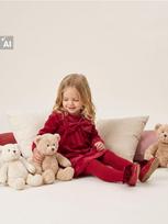 Sinsay - Veliūrinė babydoll suknelė su dekoratyviniu kaspinu - raudona