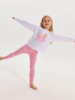 Sinsay - Medvilninė dviejų dalių loose fit pižama Barbie - rausva