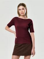 Sinsay - Medvilniniai marškinėliai Basic - bordo