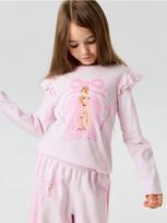 Sinsay - Medvilniniai marškinėliai su raštu ir raukiniais Barbie - pastelinė rožinė