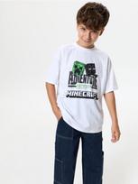 Sinsay - Medvilniniai marškinėliai su spauda Minecraft - balta