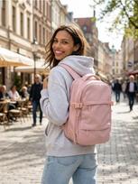 Sinsay - Kelioninė kuprinė su nešiojamojo kompiuterio skyriumi - pastelinė rožinė