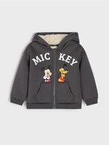Sinsay - Užsegamas džemperis su sherpa gobtuvu Mickey Mouse - tamsiai pilka
