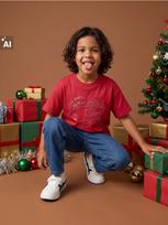Sinsay - Medvilniniai marškinėliai su Kalėdų Senelio spaudiniu - bordo