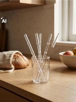 Sinsay - Stiklinių šiaudelių rinkinys su valymo šepetėliu 5 pack - clear