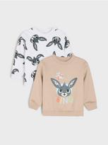 Sinsay - Medvilniniai crewneck džemperiai su spauda 2 vnt. Bing - pilkai ruda (taupe)
