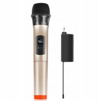 Belaidis dinaminis studijinis mikrofonas 30m Uhf + 3,5 mm imtuvas, auksinis