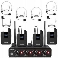 Tonor Uhf mikrofonų komplektas su 4 siųstuvais, „bodypack Lavalier“, 60 m atstumas
