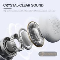 Ikf R1 Pop belaidės retro ausinės, bluetooth on-ear ausinės su Enc aiškiais skambučiais, 75 val. atkūrimo laikas, triukšmo izoliacija, Eq režimai, stero garsas, skaidrumo režimas, skirtos kompiuteriams/telefonams (sidabrinės)