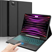 Sengbirch Ipad Pro 12.9 colių prancūziška Azerty klaviatūros dėklas, nuimamas apšviestas jutiklinis kilimėlis, bluetooth klaviatūros apsauginis dėklas, skirtas Ipad Pro 12.9 colių 6/5/4/3, juodas