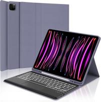 Klaviatūra, skirta ipad pro 12.9 su jutikliniu kilimėliu, dėklas su klaviatūra, skirtas ipad pro 6th/5th/4th/3rd generation, bluetooth qwerty magnetinė 7 spalvų apšviesta klaviatūra, skirta ipad 12.9 colių (6/5/4/3) 2018-2022