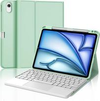 Iveoppe Klaviatūra, skirta Ipad Air 11 2025 M3/2024 M2 su jutikliniu kilimėliu, apsauginis dėklas su rašiklio laikikliu, dėklas su Bluetooth magnetine Qwertz klaviatūra, skirta Ipad Air 7th/6th Generation 11 colių M3/m2, žalia