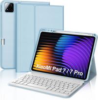 Sengbirch klaviatūros dėklas, skirtas xiaomi pad 7/7 pro 11.2 colių 2024 - qwertz vokiečių klaviatūra, nuimama bluetooth belaidė klaviatūra, skirta xiaomi pad 7/7 pro 11.2 colių 2024, šviesiai mėlyna