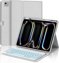 Jademall Klaviatūra Ipad Pro 13 M4 - Belaidė klaviatūra su apšvietimu, skirta Ipad Pro 13 M4 2024, apsauginis dėklas su pieštuko laikikliu, Qwertz vokiečių