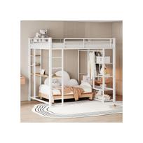 Metal bunk bed - 140x200 cm - With desk - Contemporary design - Strong and durable