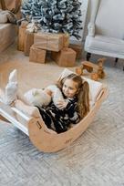 Laipiojimo arka medinis supamasis krėslas su pagalvėle bow rocker medinė arka vaikams kūdikiams laipiojimo rėmas supamasis krėslas vidaus mėnulis rožinis