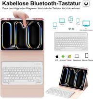 Iveoppe klaviatūra, skirta ipad pro 13 colių 2024 (m4), dėklas su klaviatūra, skirtas ipad pro 7-os kartos, magnetinė 7 spalvų apšvietimo bluetooth qwertz klaviatūra, skirta ipad pro 7 gen(m4) 13 colių 2024, rožinė