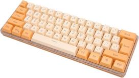 Žaidimų klaviatūra su rgb apšvietimu, 61 klavišas, laidinė usb klaviatūra su mišriomis spalvomis, 8 spalvų lemputės, 5 ryškumo lygiai, nuimamas usb kabelis, ergonomiška (oranžinė/smėlio)