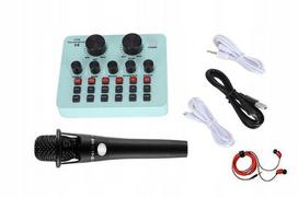 Audio mikserio, garso plokštės ir mikrofono Happy Sheep Hp-201 rožinis rinkinys