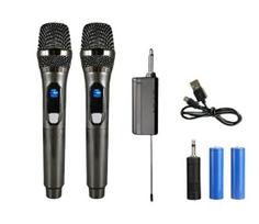 Pilnas karaoke rinkinys 2 belaidžiai mikrofonai + stotis + antgaliai