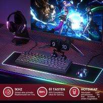 Gk61 s karšto keitimo mechaninė žaidimų klaviatūra - 62 klavišų daugiaspalvis rgb led apšvietimas, skirtas pc/mac žaidėjams - iso vokiečių išdėstymas (gateron Mechanical Red, juoda)