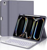 Jademall Klaviatūra Ipad Pro 13 M4 - Belaidė klaviatūra su apšvietimu, skirta Ipad Pro 13 M4 2024, apsauginis dėklas su pieštuko laikikliu, Qwertz vokiečių