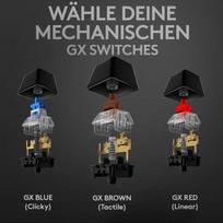 Logitech G513 mechaninė žaidimų klaviatūra, Gx-brown Tactile jungikliai, Rgb apšvietimas, Usb jungtis, kilpinis riešo atramos su atminties putomis, aliuminio korpusas, vokiškas Qwerty išdėstymas, juoda