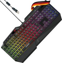 Schwaiger Gt108 žaidimų klaviatūra Pc kompiuterio klaviatūra Rgb apšvietimas Anti-ghosting klavišai Qwertz išmaniojo telefono laikiklis riešo atrama daugialypės terpės valdymas vaivorykštės spalvos
