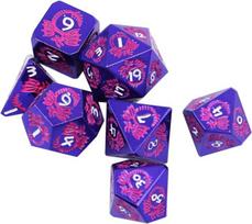 Dollatek metalinių kauliukų rinkinys drakono raštu, skirtas dungeon and dragon dnd kauliukų žaidimui (su juodu maišeliu) - violetinis