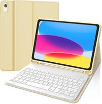 Klaviatūra, skirta ipad 10 kartos 10,9 colio 2022 m., dėklas su klaviatūra, skirtas ipad 10 kartos, nuimama magnetinė bluetooth klaviatūra, itališkas qwerty išdėstymas, skirtas ipad 10 10,9 colio 2022 m., geltona