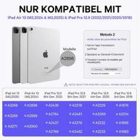 Earto dėklas su klaviatūra, skirtas Ipad Air 13 colių (m3 2025/m2 2024), 3 zonų apšvietimas su 7 spalvomis, Ipad Pro 12.9 klaviatūra su jutikliniu kilimėliu, Qwertz išdėstymas, skirtas Air 13/pro 12.9 6/5/4/3 Gen (2018-2022), juodas